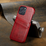 Leather iPhone 16/15/14 Back Cover Cardholder Case