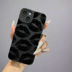 Black Lips, Moon Print Samsung Shockproof Phone Case