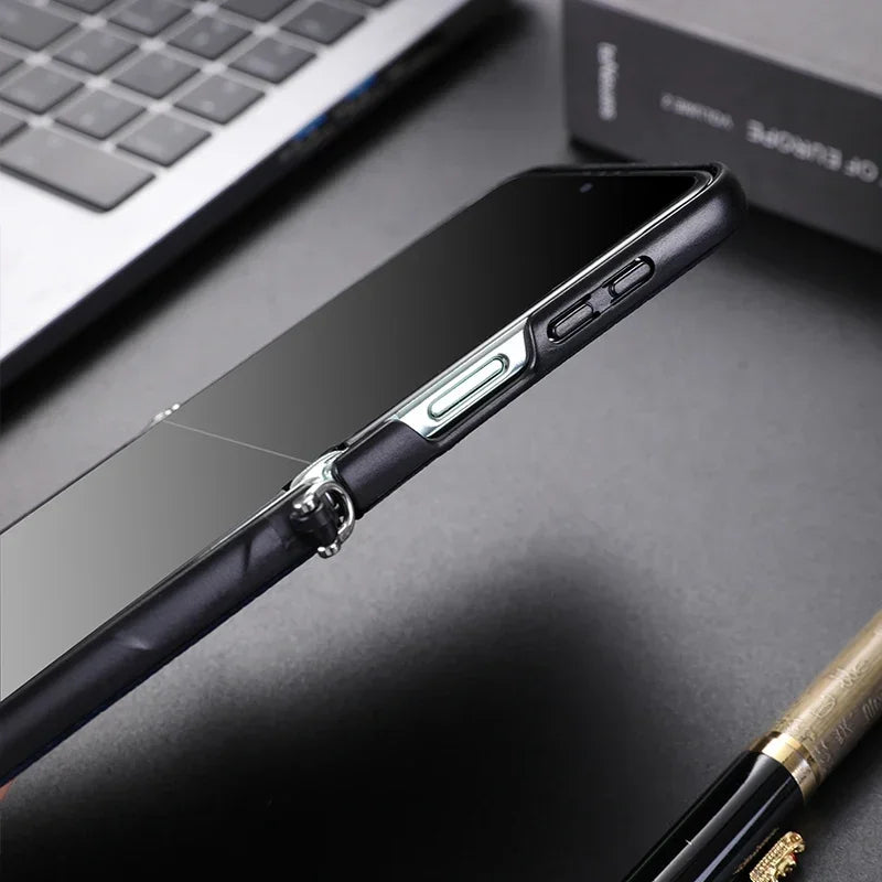 Litchi Leather Samsung Galaxy Z Flip Wireless Charging Case - Styleeo