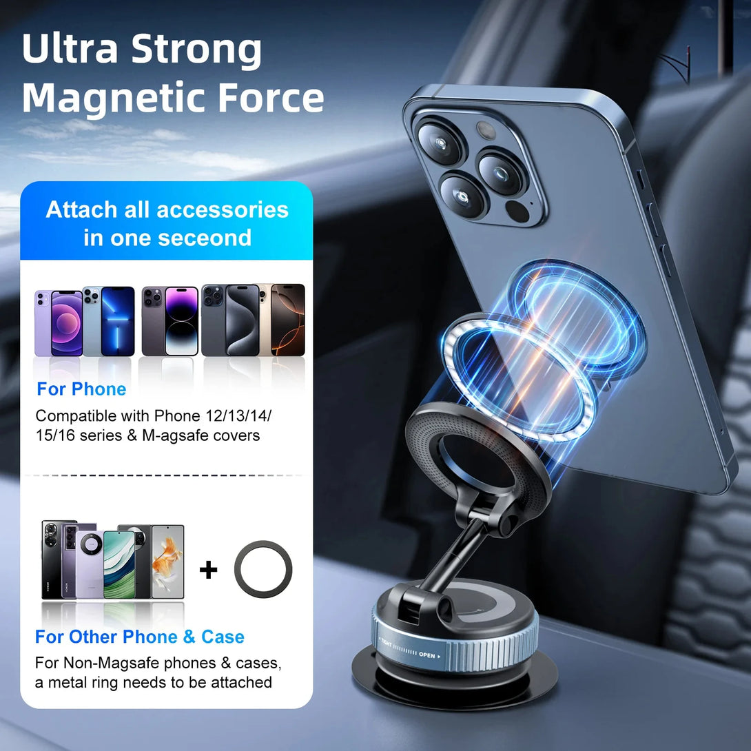360° MagSafe Car Phone Mount With Vacuum Suction Cup - Styleeo