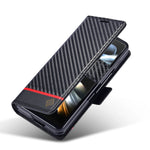 Carbon Fiber Samsung Z Fold Magnetic Flip Cover Wallet Case