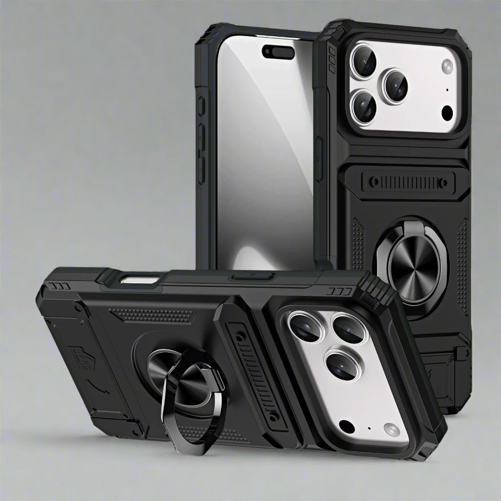 Shockproof iPhone 17 Magnetic Ring Cardholder Case