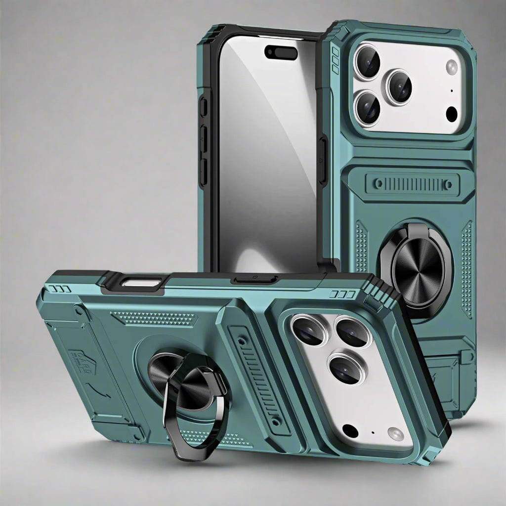 Shockproof iPhone 17 Magnetic Ring Cardholder Case