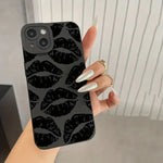 Black Lips, Moon Print Samsung Shockproof Phone Case