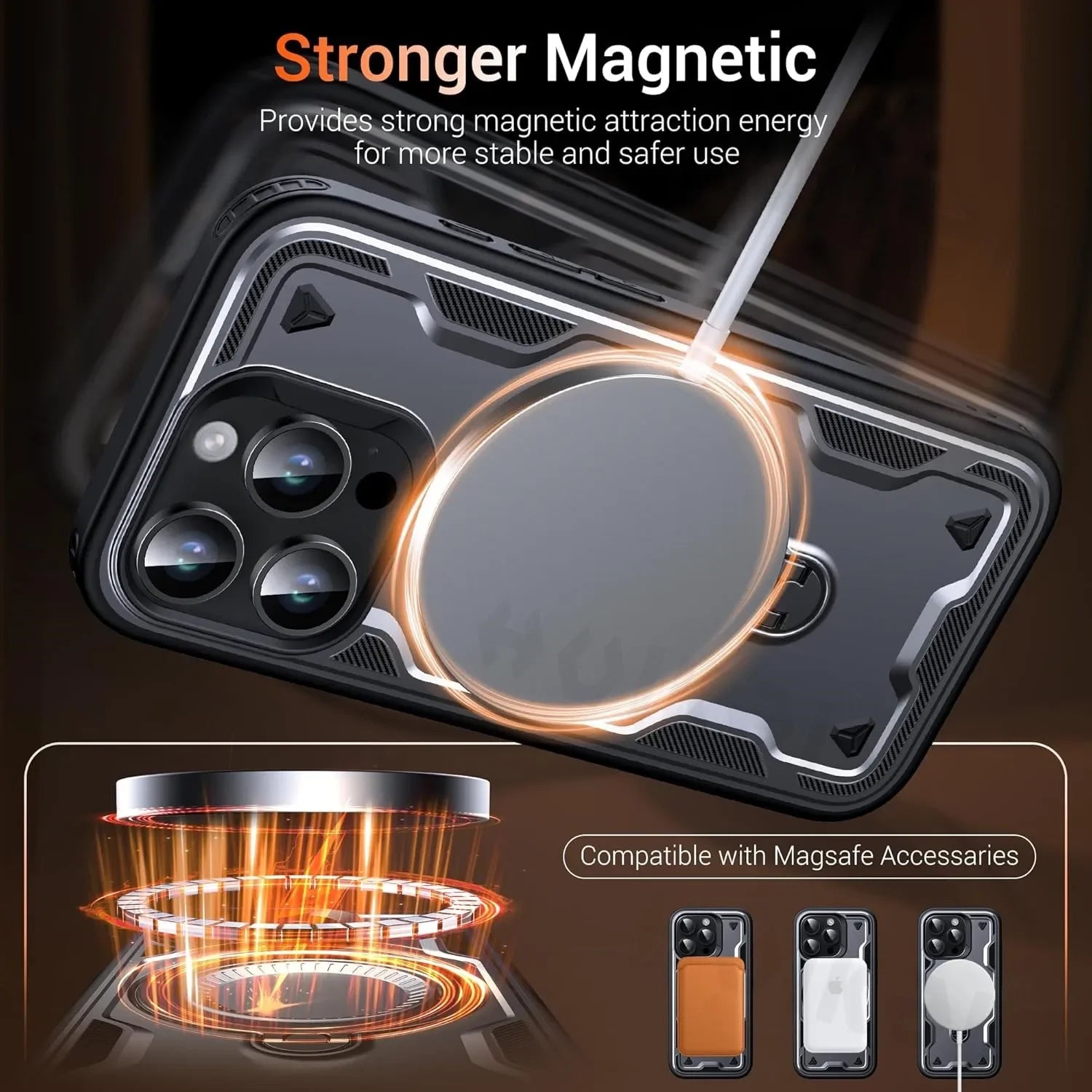 Magnetic MagSafe iPhone Case With Rotatable Ringholder