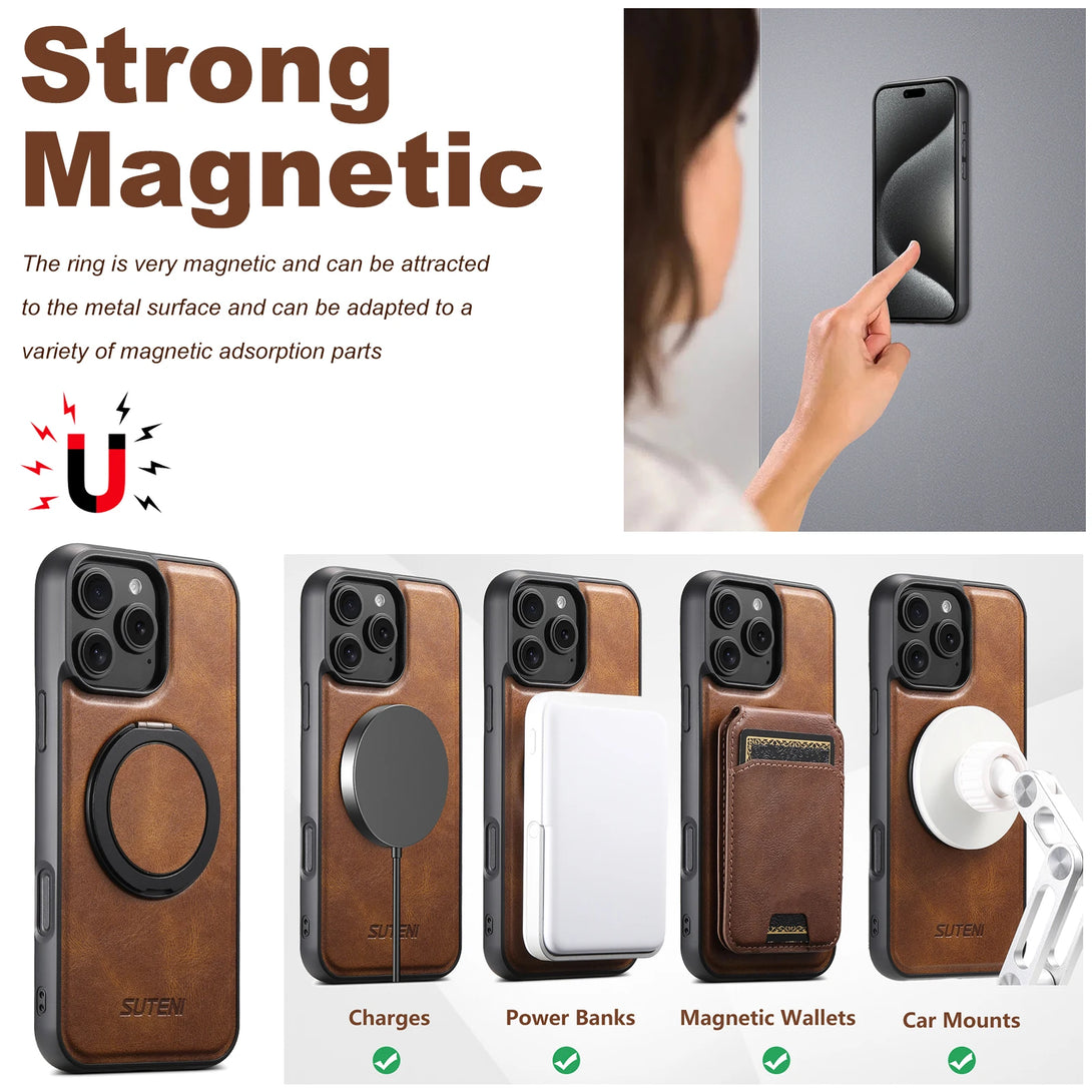Leather iPhone Case MagSafe Ringholder Cover - Styleeo