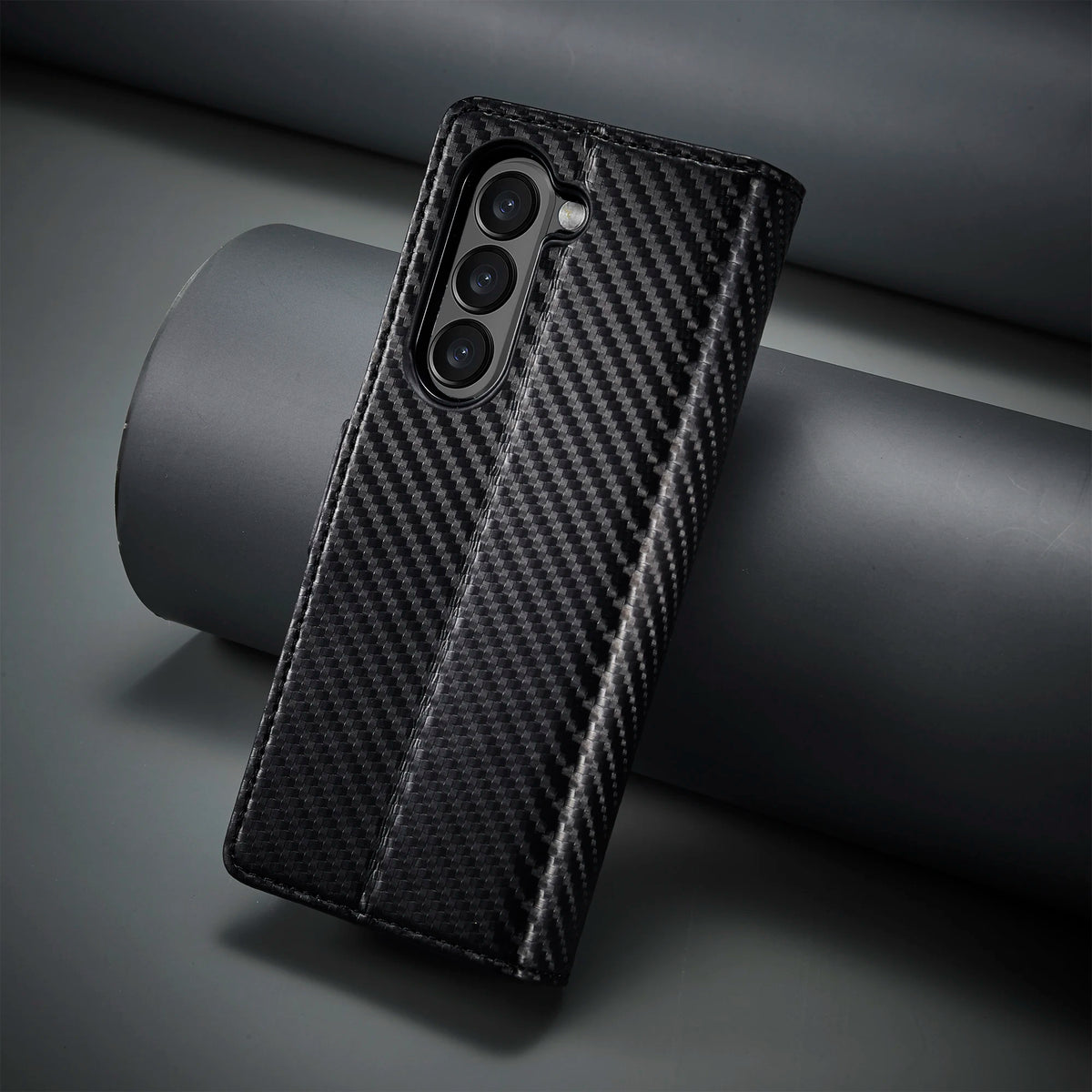 Carbon Fiber Samsung Z Fold Magnetic Flip Cover Wallet Case