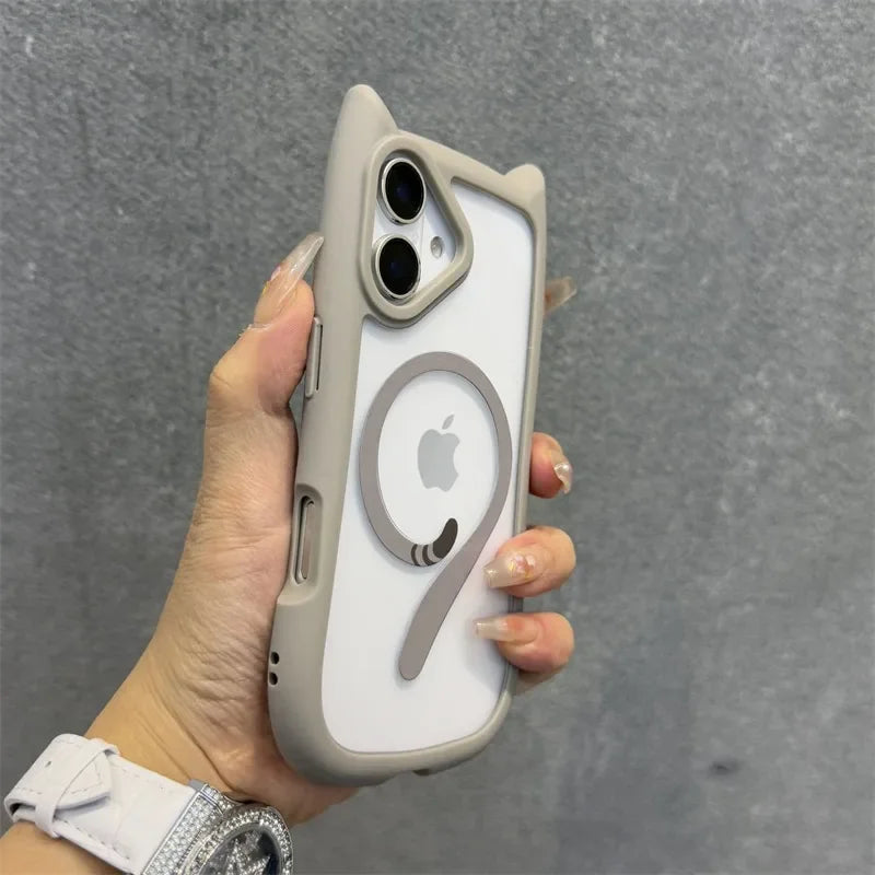 Cat Ear MagSafe iPhone Case With Wrist Strap - Styleeo