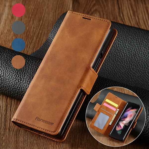 Magnetic Flip Cover Samsung Z Fold Leather Wallet Case