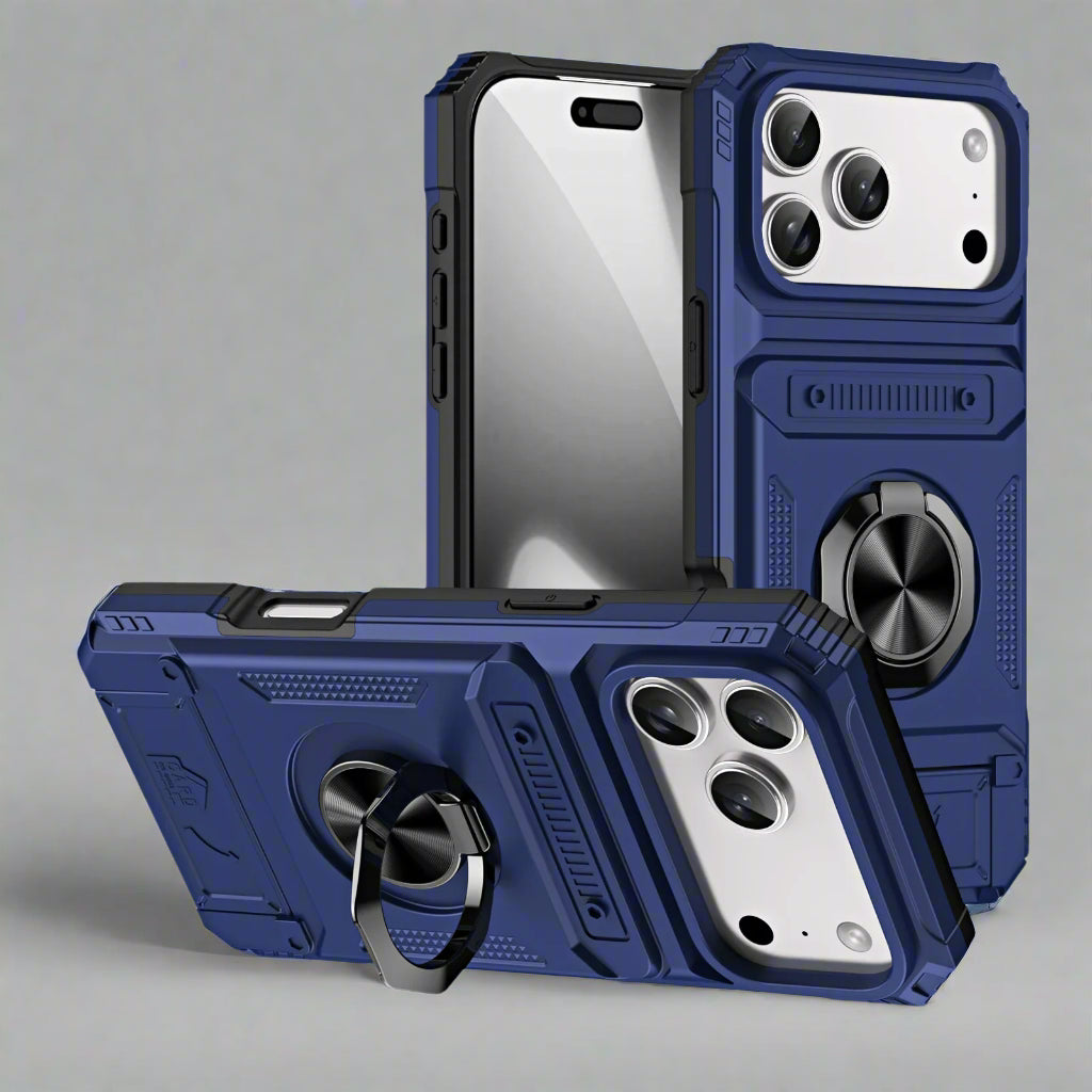 Shockproof iPhone 17 Magnetic Ring Cardholder Case