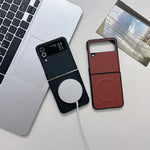 Magnetic Wireless Charging Samsung Z Flip Leather Case