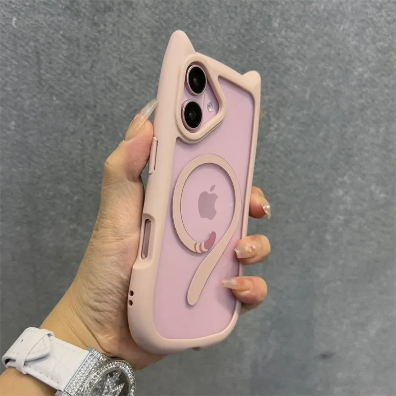 Cat Ear MagSafe iPhone Case With Wrist Strap - Styleeo