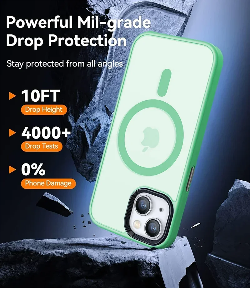 iPhone MagSafe Case | Shockproof Hybrid Matte Magnetic Cover - Styleeo