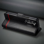 Carbon Fiber Samsung Z Fold Magnetic Flip Cover Wallet Case