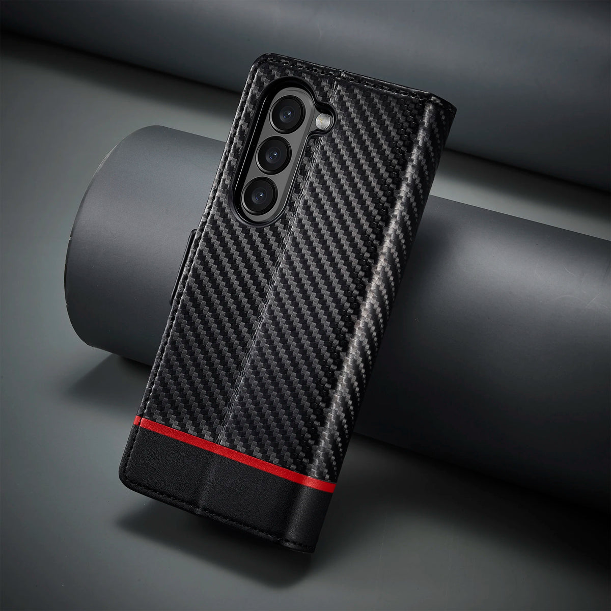 Carbon Fiber Samsung Z Fold Magnetic Flip Cover Wallet Case