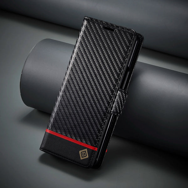 Carbon Fiber Samsung Z Fold Magnetic Flip Cover Wallet Case