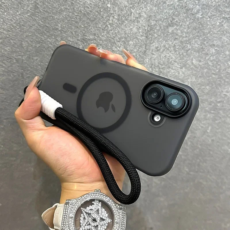 Magsafe iPhone Case | Matte Soft TPU Cover With Wrist Strap - Styleeo