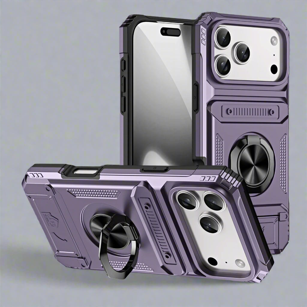 Shockproof iPhone 17 Magnetic Ring Cardholder Case