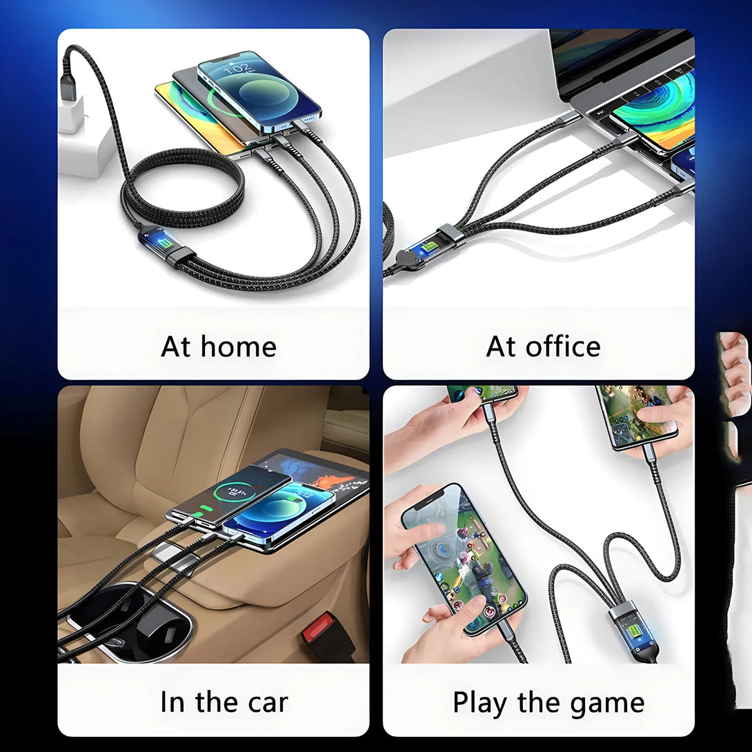 100W USB Charging Cable 3 In 1 Universal USB-C, Lightning, Micro USB - Styleeo