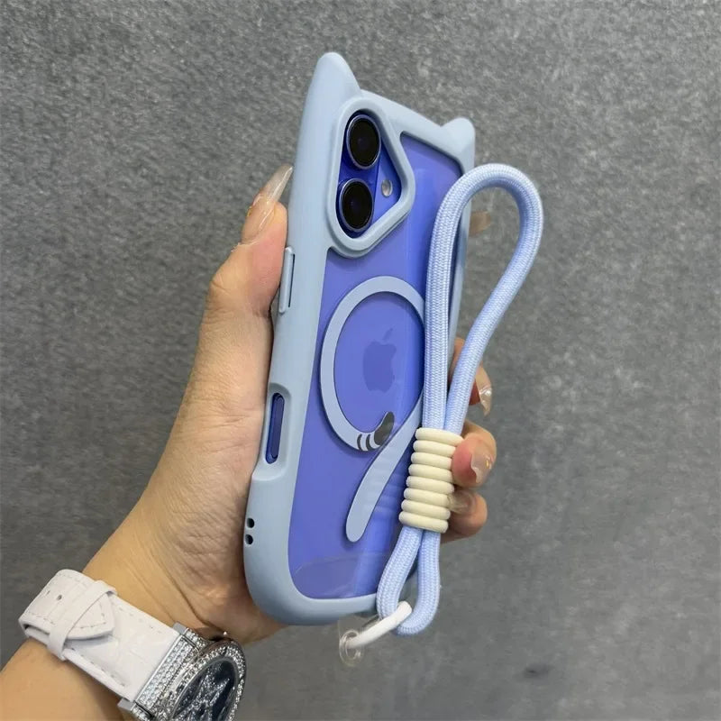 Cat Ear MagSafe iPhone Case With Wrist Strap