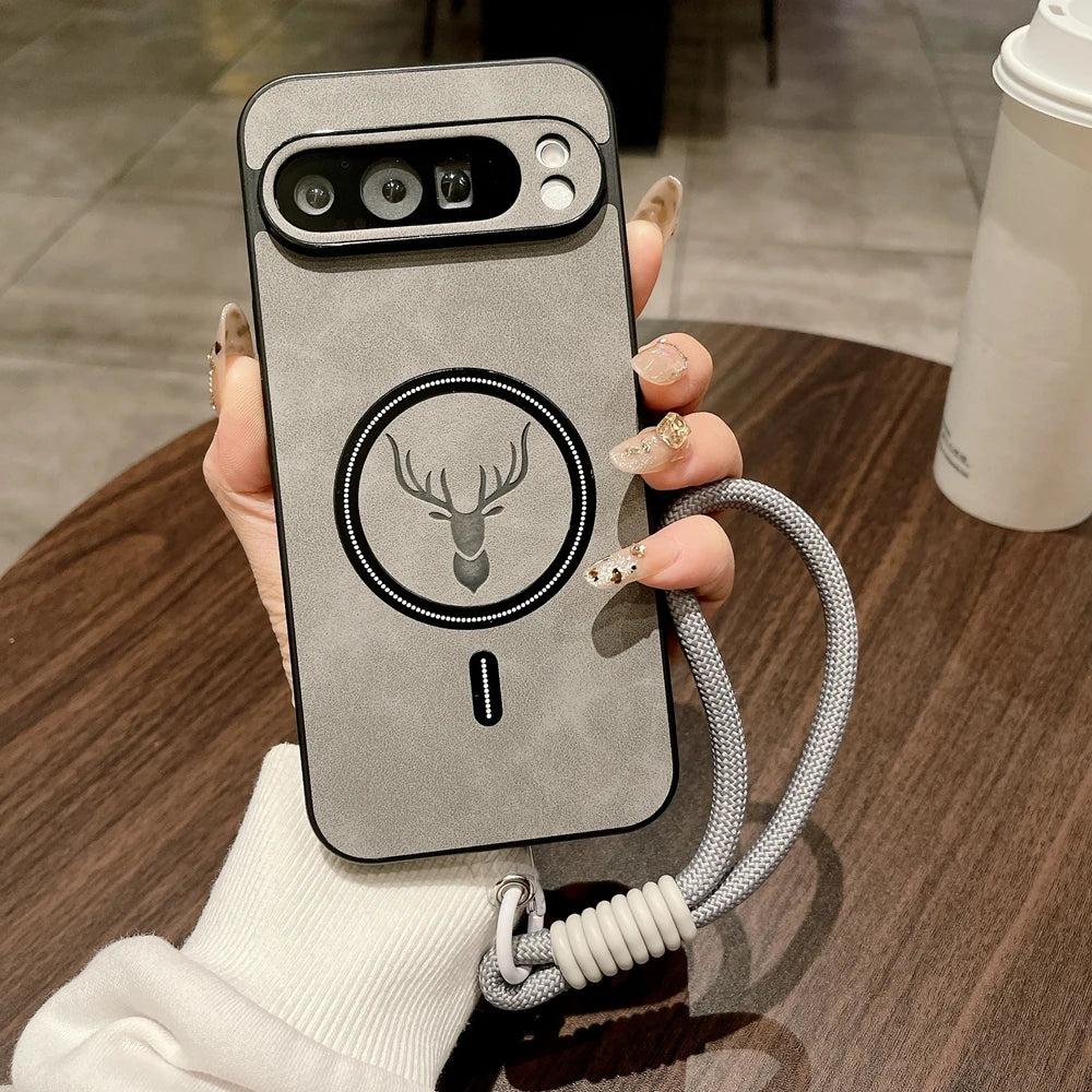 Leather Deer Pattern Google Pixel Wireless Charging Case