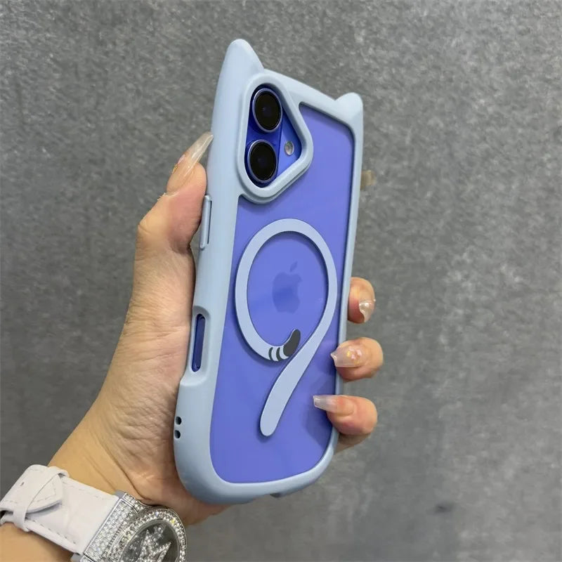 Cat Ear MagSafe iPhone Case With Wrist Strap - Styleeo