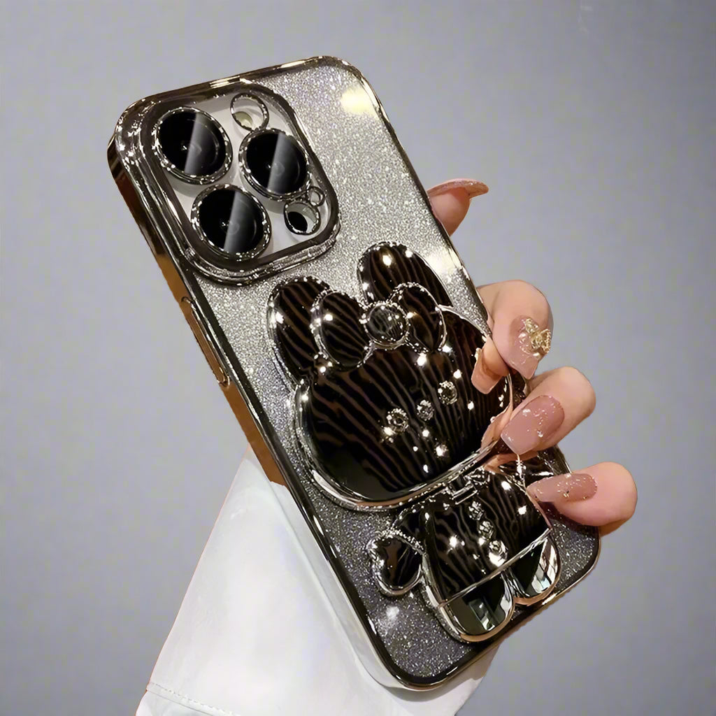 Gradient iPhone Case | Glitters Bunny Mirror Kickstand Cover