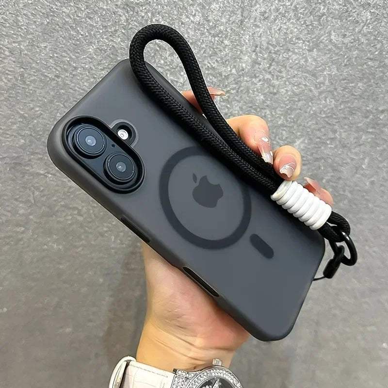 Magsafe iPhone Case | Matte Soft TPU Cover With Wrist Strap - Styleeo