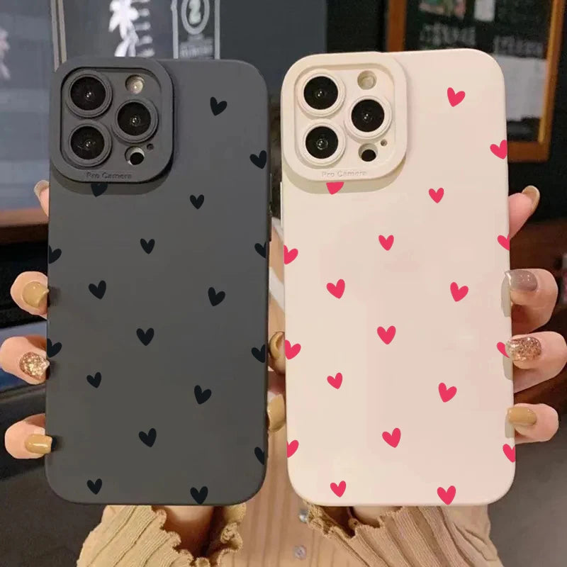 Stylish Heart Print iPhone Shockproof Silicone Case