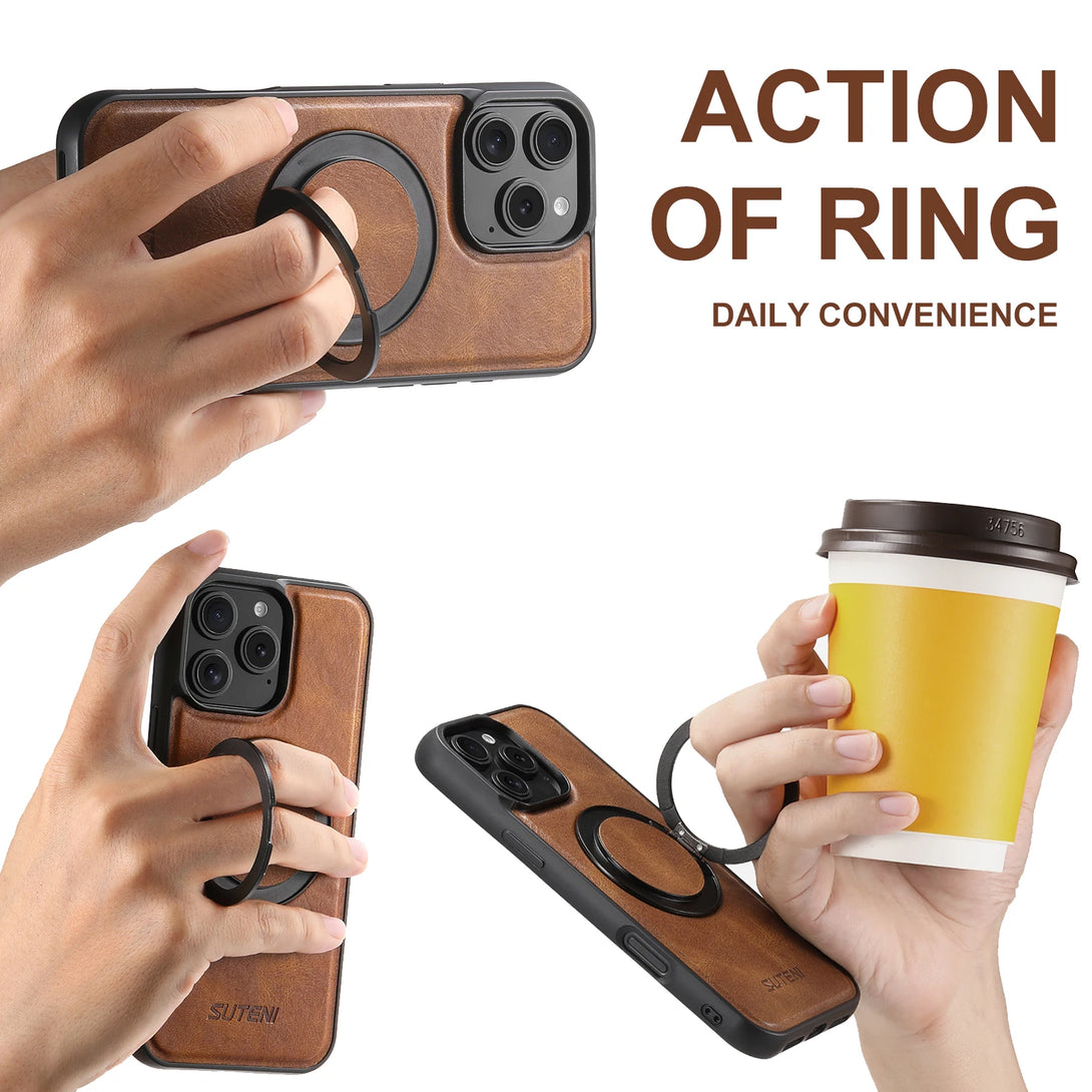 Leather iPhone Case MagSafe Ringholder Cover - Styleeo