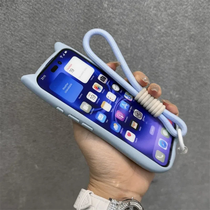 Cat Ear MagSafe iPhone Case With Wrist Strap - Styleeo