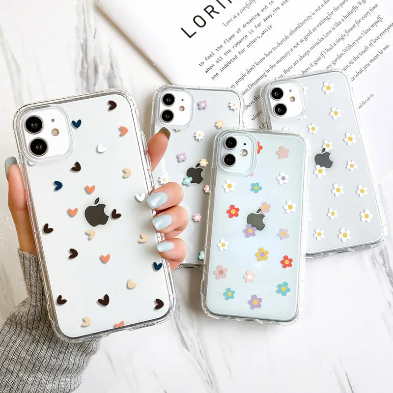 Printed Heart Pattern iPhone Shockproof Clear Case