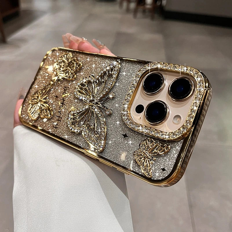 Butterfly iPhone Case | Diamond Glitters Plating Transparent Cover