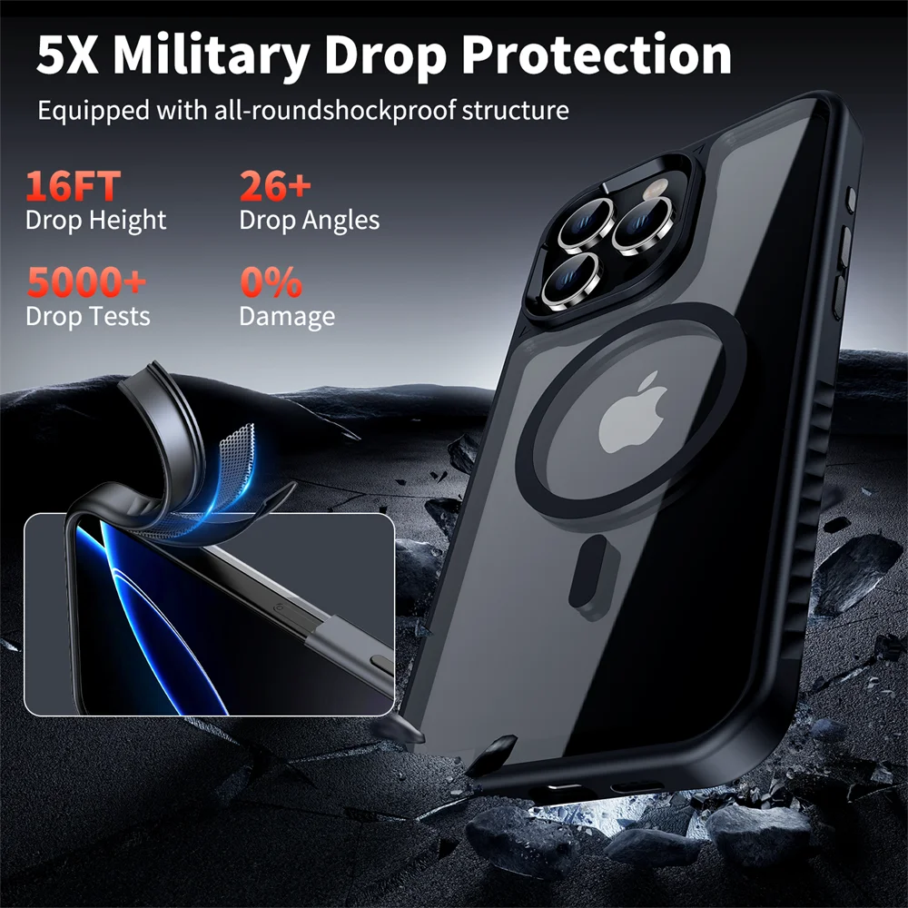 iPhone MagSafe Clear Case | Luxury Acrylic Shockproof Cover - Styleeo