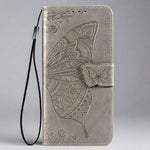 Butterfly iPhone Wallet Case | Embossed Leather Magnetic Cardholder-gray-Styleeo