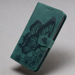 Butterfly Leather Flip Wallet Case For Samsung Galaxy A Series For A02 / Green Butterfly Leather wallet case for Samsung Galaxy A Series Styleeo