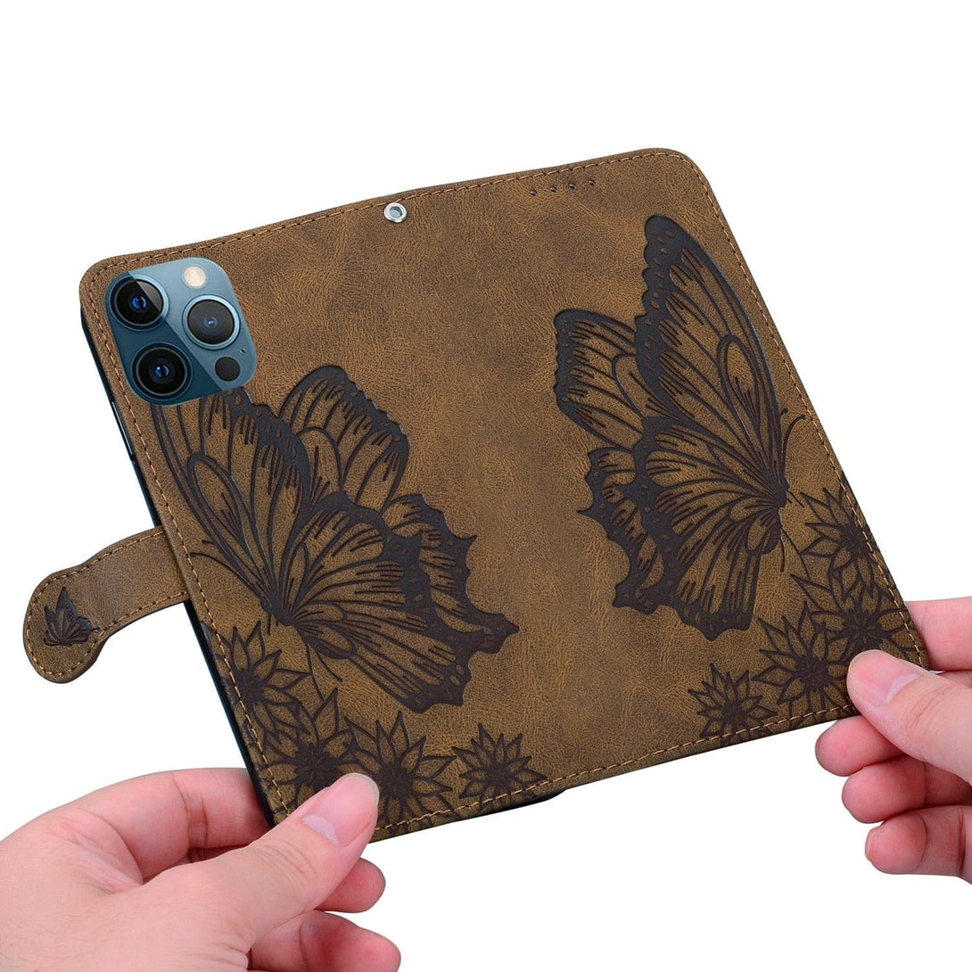 Butterfly Leather Flip Wallet Case For iPhone 14/13/12/Pro/Max/Plus Styleeo