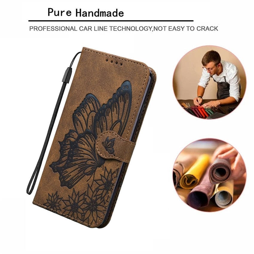 Butterfly Leather Flip Wallet Case For iPhone 14/13/12/Pro/Max/Plus Styleeo