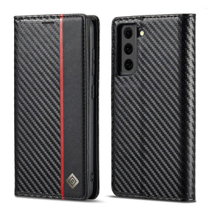 Premium Carbon Fiber Leather Wallet Case for Samsung Galaxy S22/S21/S20 Styleeo