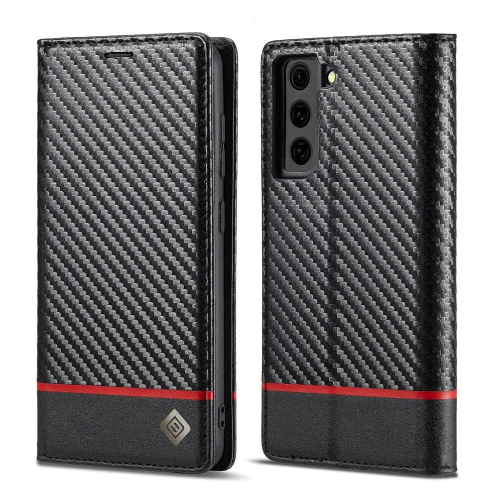 Premium Carbon Fiber Leather Wallet Case for Samsung Galaxy S22/S21/S20 Styleeo