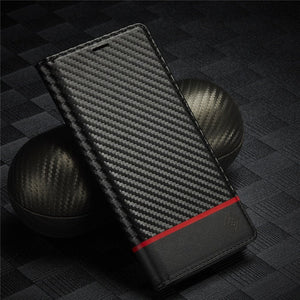 Premium Carbon Fiber Leather Wallet Case for Samsung Galaxy S22/S21/S20 For S20 / Black 2 Styleeo