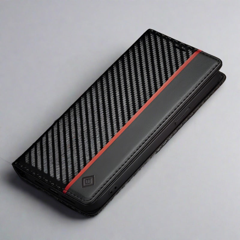 Carbon Fiber Flip Wallet Case for Samsung S23/Plus/Ultra Black 1 / For Samsung S23 Carbon Fiber Case for Samsung S23 Styleeo