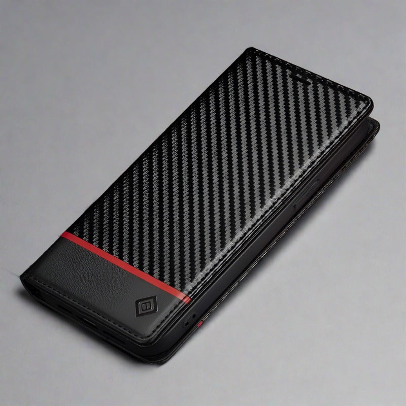 Carbon Fiber Flip Wallet Case for Samsung S23/Plus/Ultra Black 2 / For Samsung S23 Carbon Fiber Case for Samsung S23 Styleeo