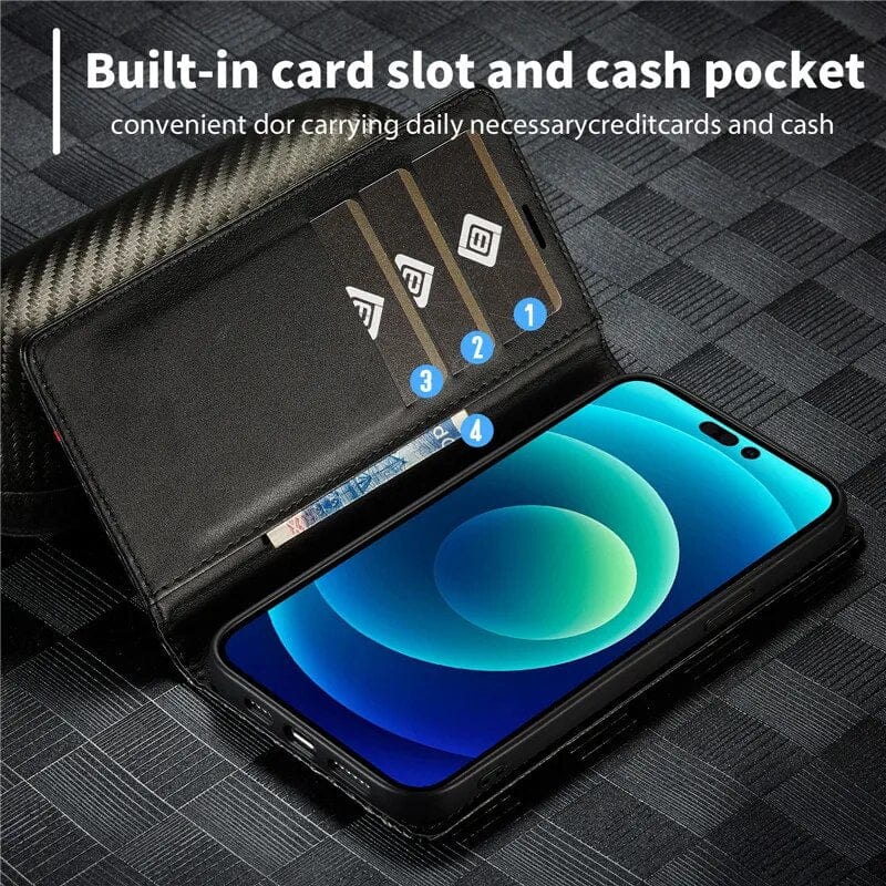 Carbon Fiber Samsung S23 Case | Flip Cover Leather Wallet Carbon Fiber Case for Samsung S23 Styleeo
