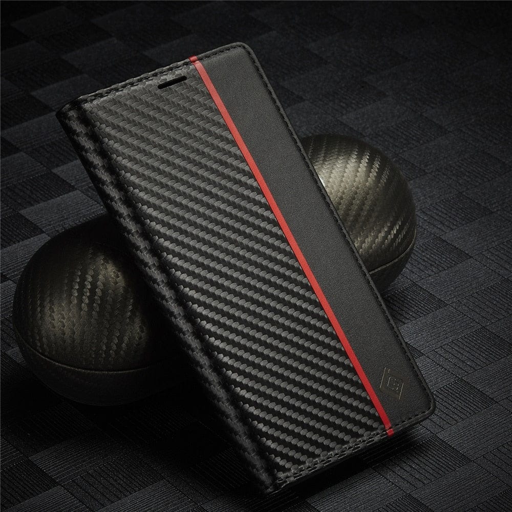 Premium Carbon Fiber Leather Wallet Case for Samsung Galaxy For S8 / Black Styleeo