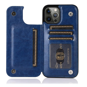 Cardholder Leather Case For iPhone 11/X/7/8/6/SE iPhone 11 / Blue Styleeo