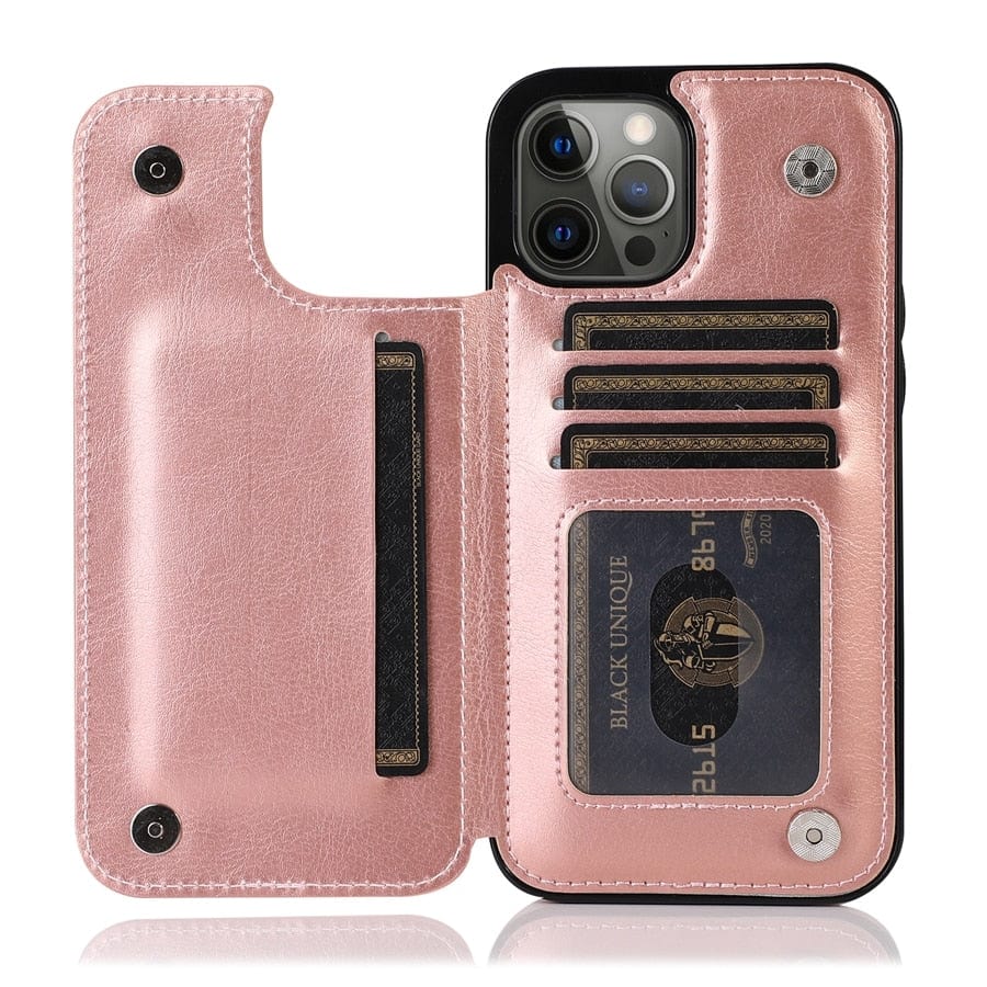 Cardholder Leather Case For iPhone 11/X/7/8/6/SE iPhone 11 / Rose gold Cardholder Case For iPhone 11/X/7/8/6/SE Styleeo