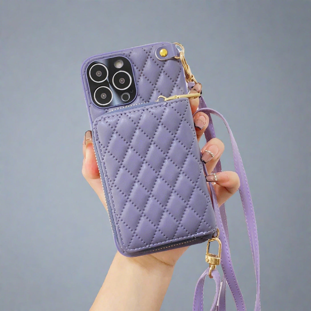 Crossbody iPhone Wallet Case-Purple-styleeo