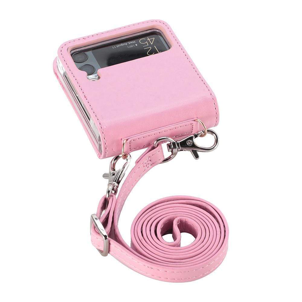 Crossbody Samsung Galaxy Z Flip 3 Cardholder Case For Galaxy Z Flip 3 / pink Crossbody Samsung Galaxy Z Flip 3 Cardholder Case Styleeo