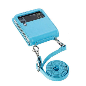 Crossbody Samsung Galaxy Z Flip 3 Cardholder Case For Galaxy Z Flip 3 / sky blue / Case & Strap Styleeo